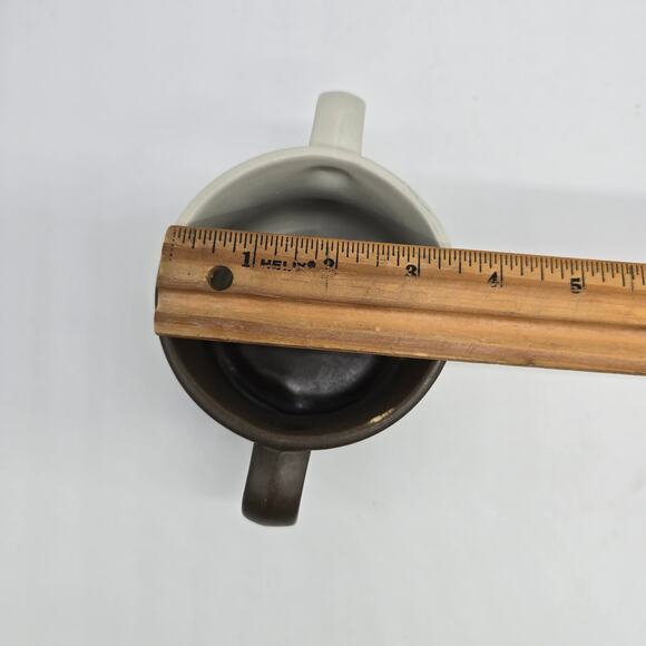 Vintage McCoy Striped Sandstone Double Handled Soup Mugs Set of 2 Multicolor USA - Picture 9 of 9